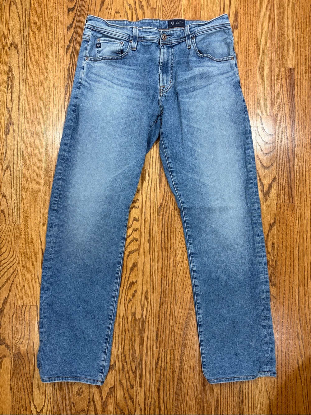 AG Broken-in Light Blue Straight Jeans (34x34)